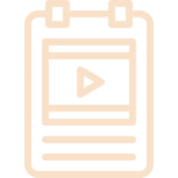 Clipboard icon with play button design.