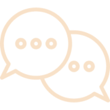 Chat bubbles with dots on black background.