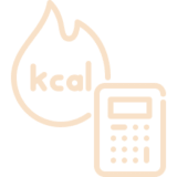 Calorie icon with calculator on black background.